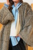 Holland Shaggy Longline Duster Jacket Earth
